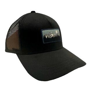 Tentree Mountain Patch Altitude Meteorite Black SnapBack Trucker Hat - Outdoors
